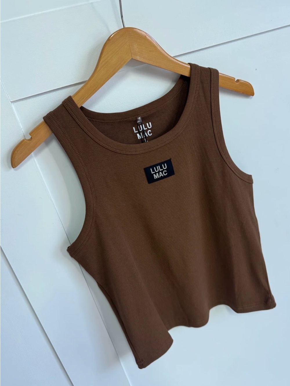 Lulu Mac Ribbed Tank Top- Brown